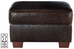 Heart of House - Salisbury - Leather Footstool - Chocolate